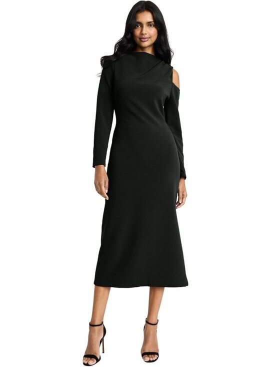 Donna Morgan Dresses & Skirts - NWT New Donna Morgan Black Asymmetric One-Shoulder Long Sleeve Dress Size 0